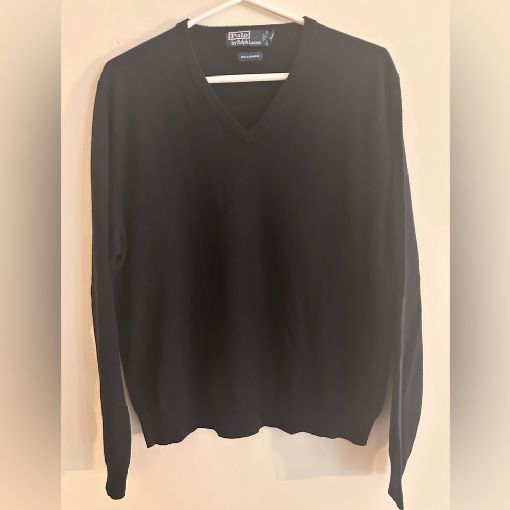 Polo by Ralph Lauren Navy Cashmere V-Neck Sweater